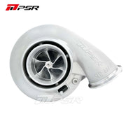 A Pulsar brand turbocharger with a silver compressor wheel and housing.