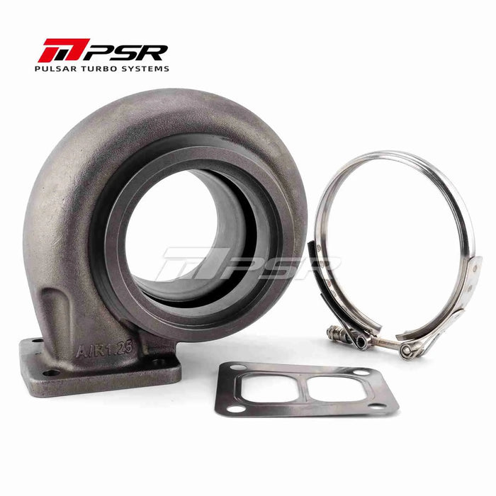 Pulsar PSR turbine housing for 400 series turbos – T4, V-band options in stainless steel


