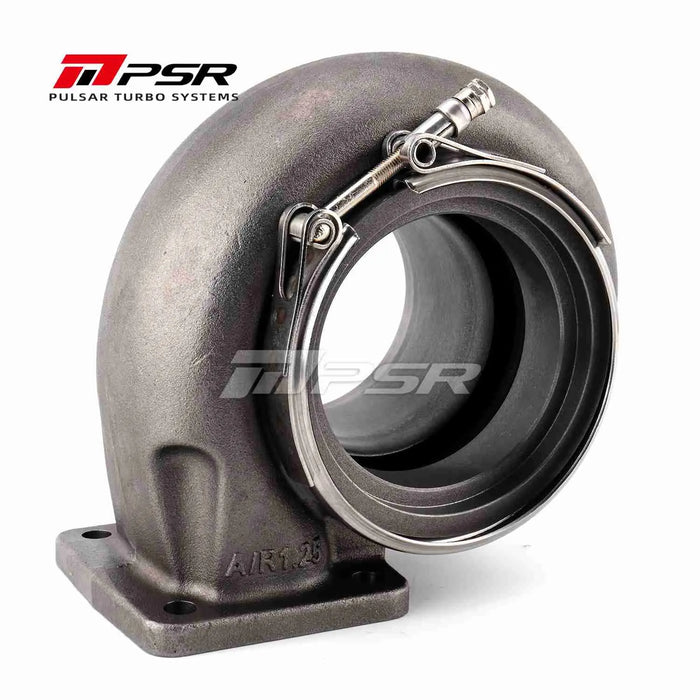 Pulsar PSR turbine housing for 400 series turbos – T4, V-band options in stainless steel

