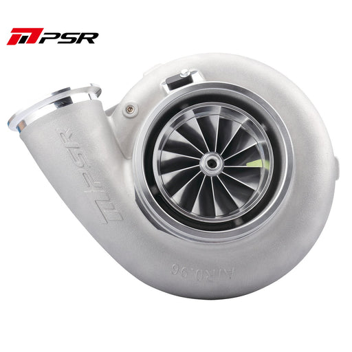 A silver Pulsar Turbos compressor inducer for a turbocharger system.