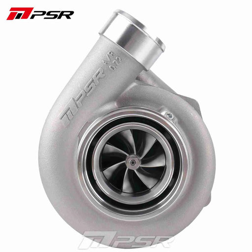 A Pulsar PTE 6466 ball bearing turbocharger with a silver finish and visible compressor wheel inside.