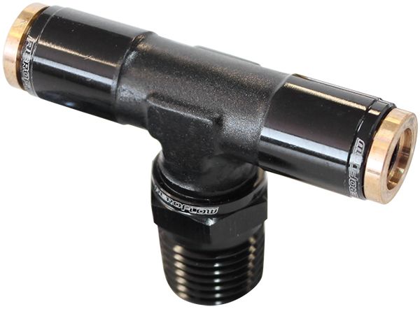 Aeroflow 1 8 Npt Tee To 2 X 3 16 120 AF124-02BLK