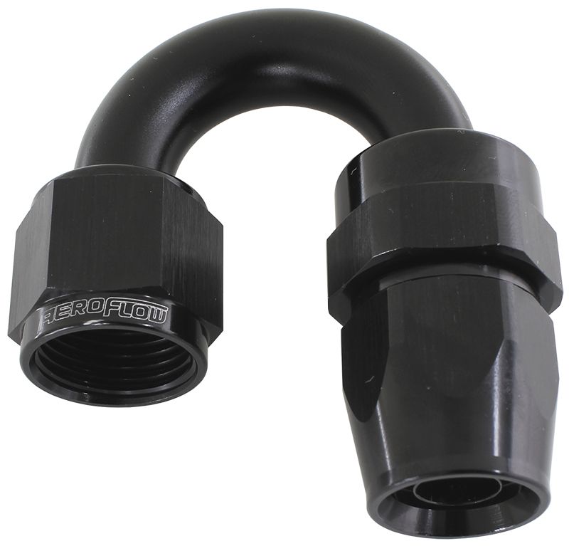 Aeroflow Alloy 180 Deg Hose End 16An AF206-16DBLK