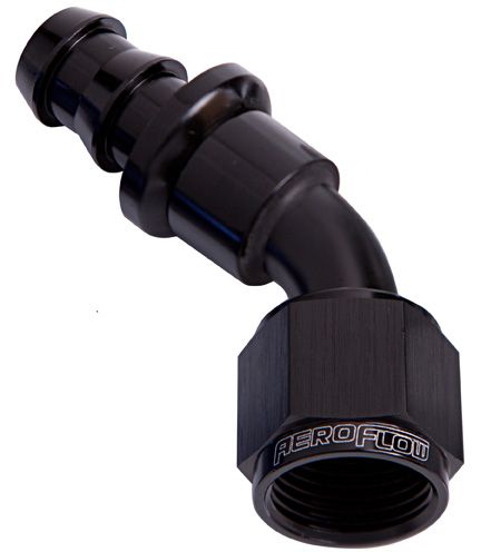 Aeroflow 45 Deg Push Lock End 12An AF402-12BLK