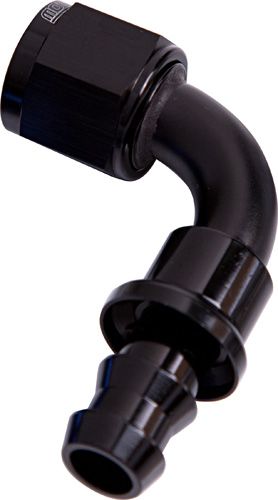 Aeroflow 90 Deg Push Lock End 6An AF403-06BLK