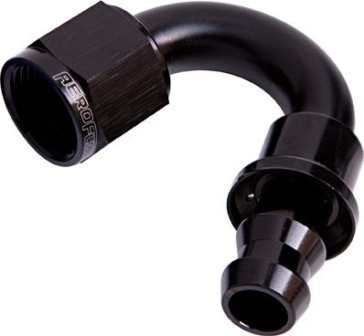 Aeroflow 150 Deg Push Lock End 4An AF405-04BLK