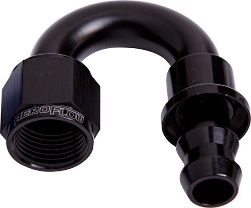 Aeroflow 180 Deg Push Lock End 12An AF406-12BLK