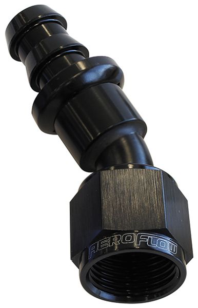 Aeroflow 30 Deg Push Lock End 6An AF417-06BLK