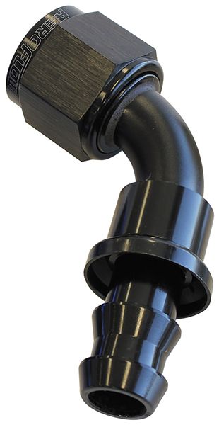 Aeroflow 60 Deg Push Lock End 8An AF418-08BLK