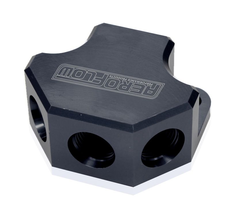 Aeroflow 08Blk Y Block 4 Port Distribution AF454-10-08BLK