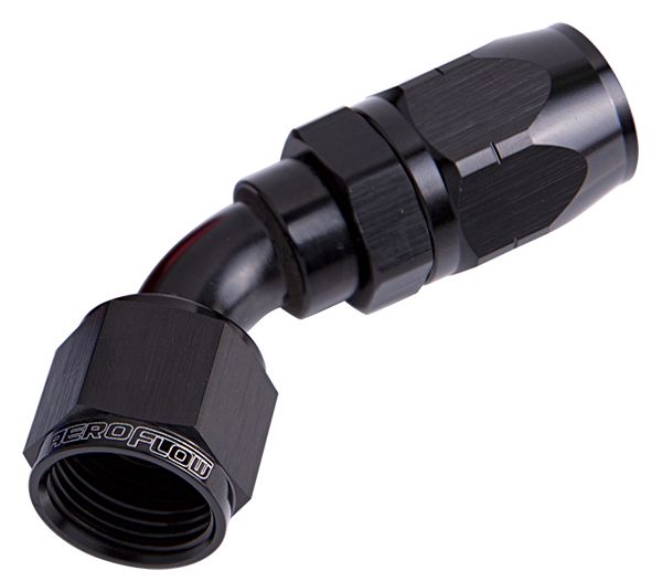 Aeroflow Alloy 45 Deg Hose End 16An AF502-16BLK