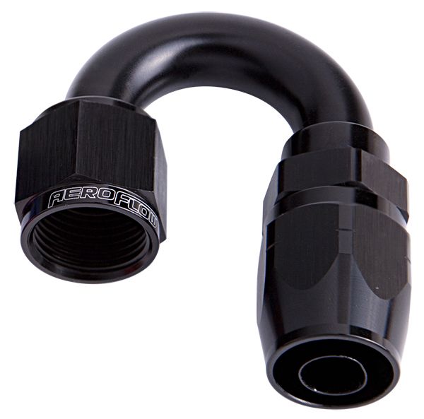 Aeroflow Alloy 180 Deg Hose End 10An AF506-10BLK