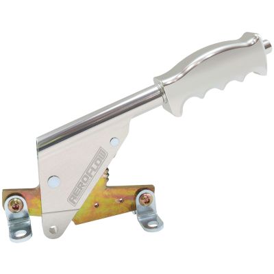 Aeroflow - Floor Mount Handbrake - Silver Finish, Pistol Grip Handle AF5070-1100S