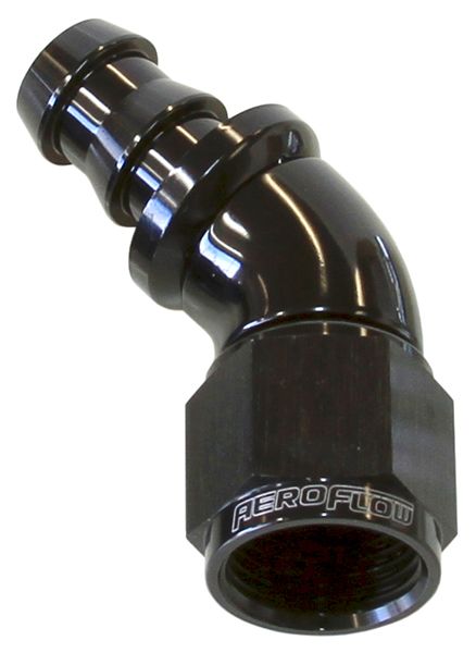 Aeroflow 8An 45 Deg Full Flow Push Loc AF512-08BLK