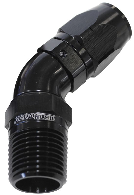 Aeroflow 12Blk Male 3 4 Npt 45 Deg To 16 Hos AF528-16-12BLK