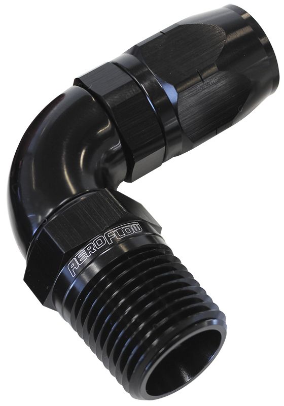 Aeroflow 12Blk Male 3 4 Npt 90 Deg To 16Hose AF529-16-12BLK
