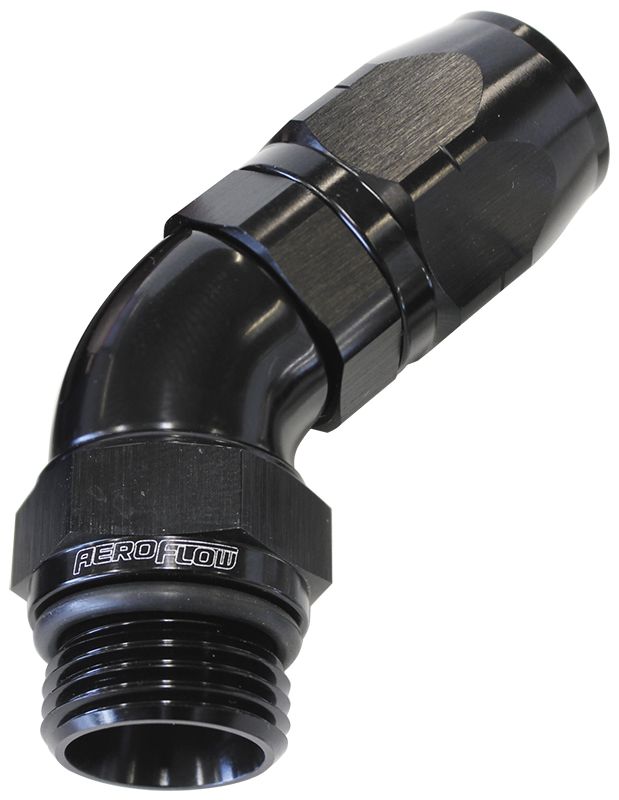 Aeroflow 16Blk Male Hose End 16Orb To 12Hose AF544-12-16BLK