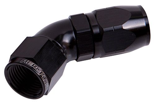 Aeroflow Alloy 45 Deg Hose End 20An AF552-20BLK
