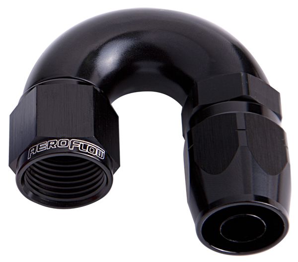 Aeroflow Alloy 180 Deg Hose End 12An AF556-12BLK