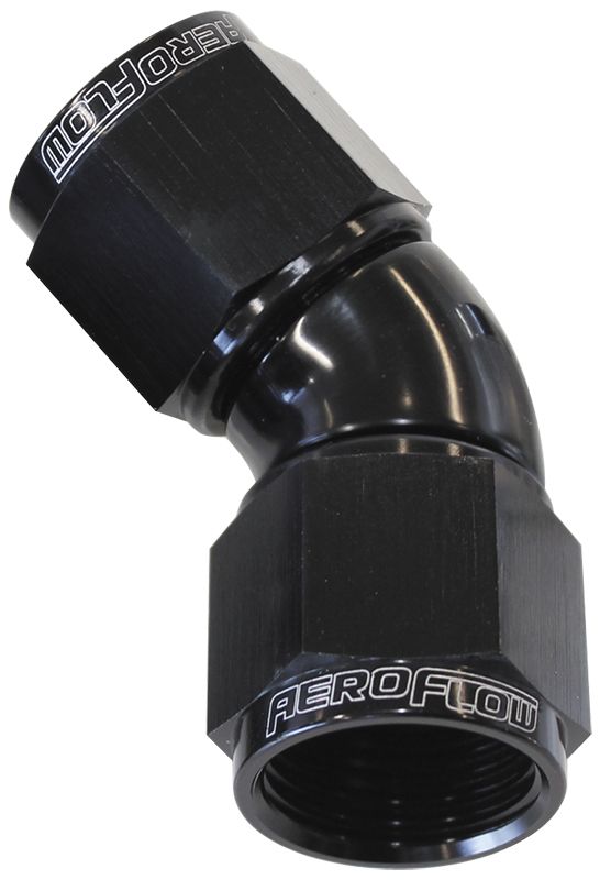 Aeroflow 16An 45 Deg Swivel Coupler AF563-16BLK