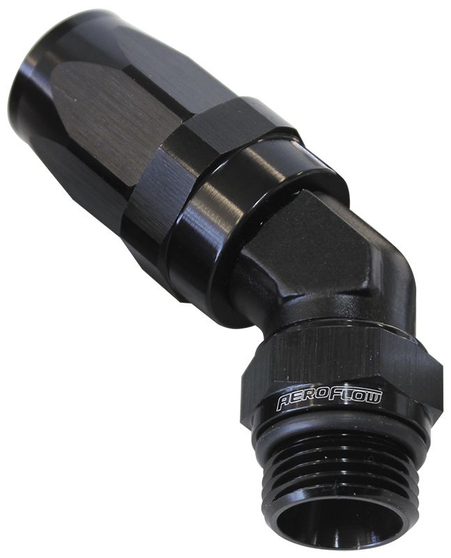 Aeroflow 16Blk 45 Deg 16 Orb To 12An Hose AF844-12-16BLK