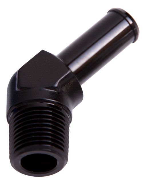 Aeroflow 08Blk 45 Deg 1 2 Npt To 1 2 Barb AF845-08-08BLK