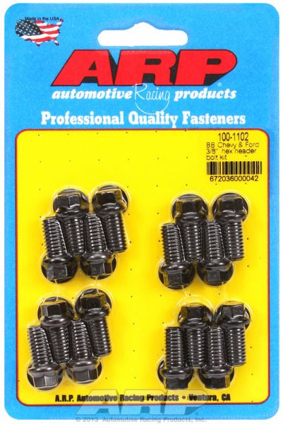 Exhaust Header Bolt Kit, Hex Head Black Oxide