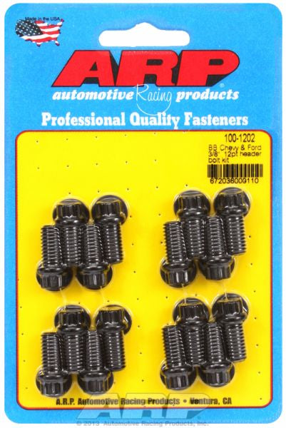 Exhaust Header Bolt Kit, Hex Head Black Oxide
