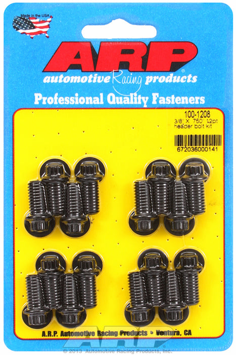 Exhaust Header Bolt Kit, 12-Point Black Oxide