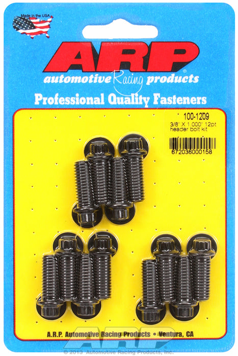 Exhaust Header Bolt Kit, 12-Point Black Oxide