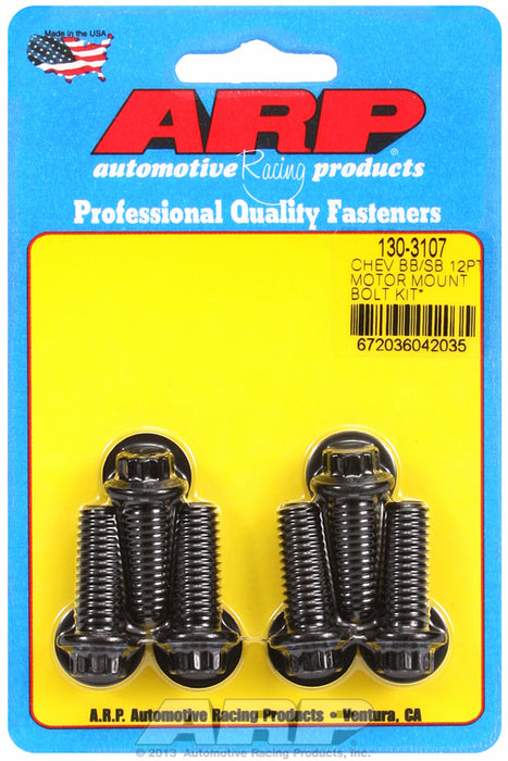Motor Mount Bolt Kit, 12-Point Head Black Oxide
