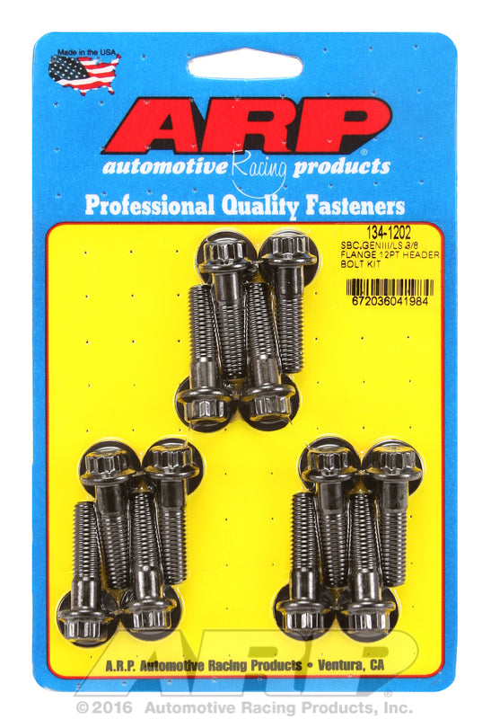 Exhaust Header Bolt Kit, 12-Point Black Oxide