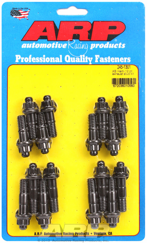 Exhaust Header Stud Kit, 12-Point Black Oxide