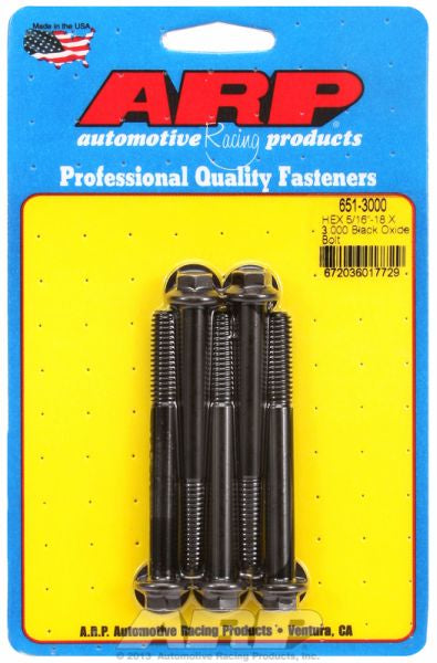 5-Pack Bolt Kit, Hex Head Black Oxide