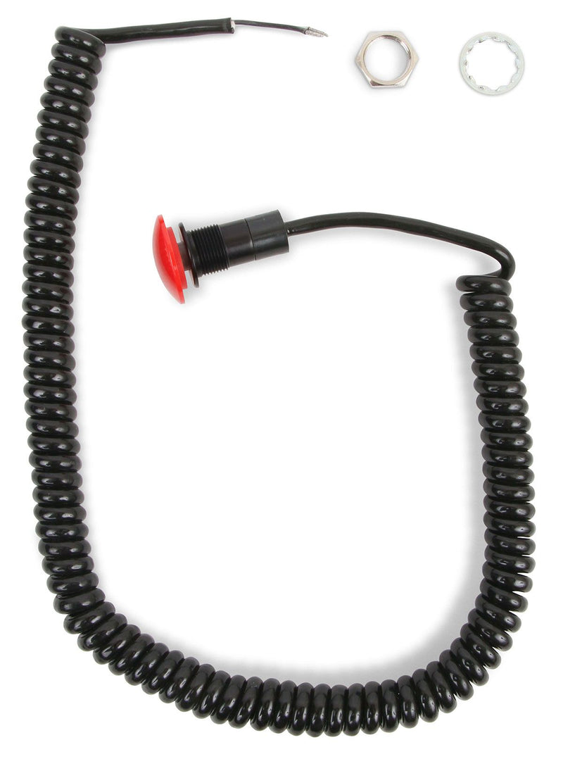 B&M Mushroom Cap Button Remote Switch Large Red Button, Spiral Cord