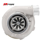 A Pulsar Turbos turbocharger with a silver finish, showcasing the compressor side with integrated speed sensor port and the PULSAR branding.