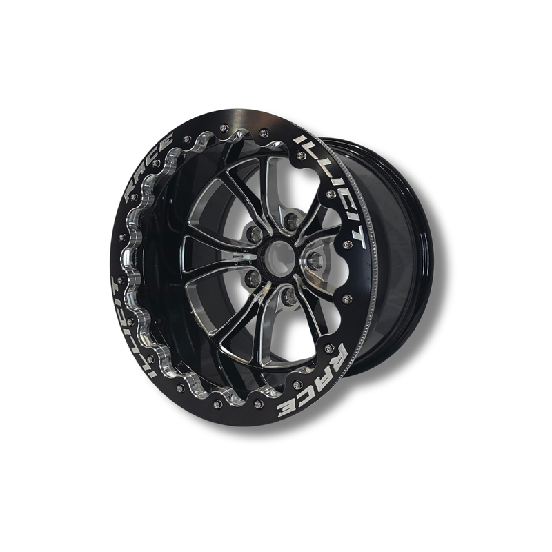 Illicit Race Wheels Black 'Eliminator' Rear Drag Wheels 15"x10" 3.5" BS | 5x120.65 5x4.75"