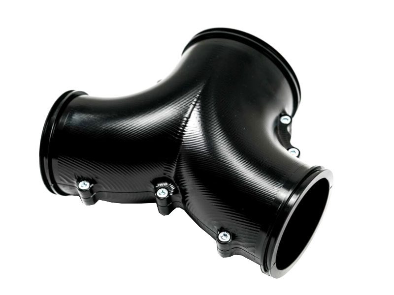 Plazmaman Intake Twin Entry Billet Adapter 55Deg - Twin 3.5" to 5"