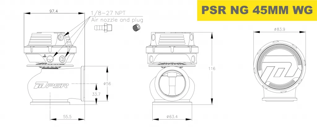 Pulsar Turbos - PSR NEW GENERATION WASTEGATE 45mm Vband External Wastegate