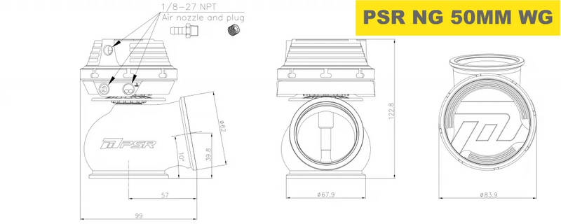 Pulsar Turbos - PSR NEW GENERATION WASTEGATE 50mm Vband External Wastegate
