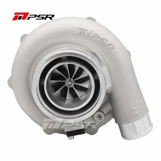 A PULSAR brand turbocharger with a silver finish, featuring a compressor wheel visible through the center and multiple ports and tubes for connection.